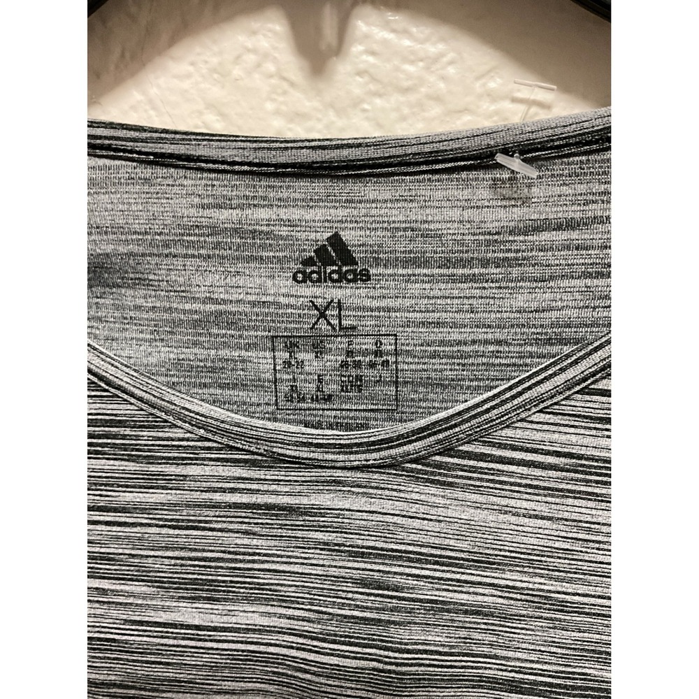 Adidas Womens Long Sleeve Athletic T Shirt Gray Heathered - Picture 2 of 3